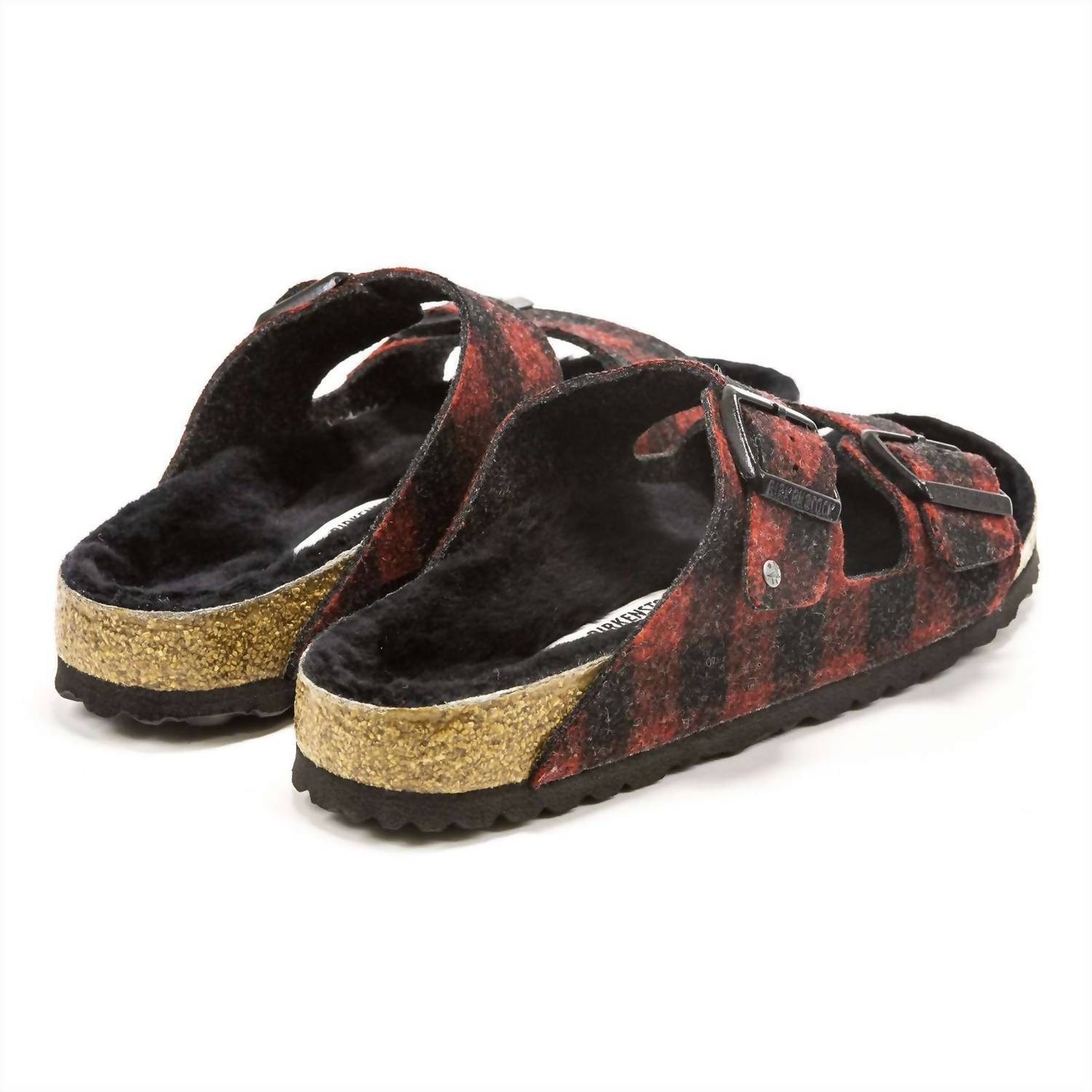 Sandalias de hombre de lana a cuadros color rojo