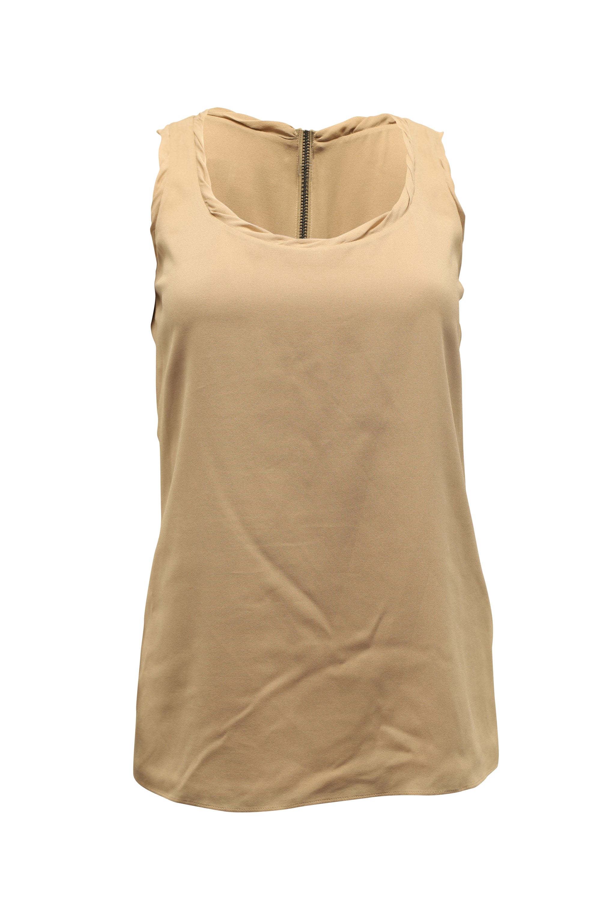 Blusa de seda sin mangas color beige