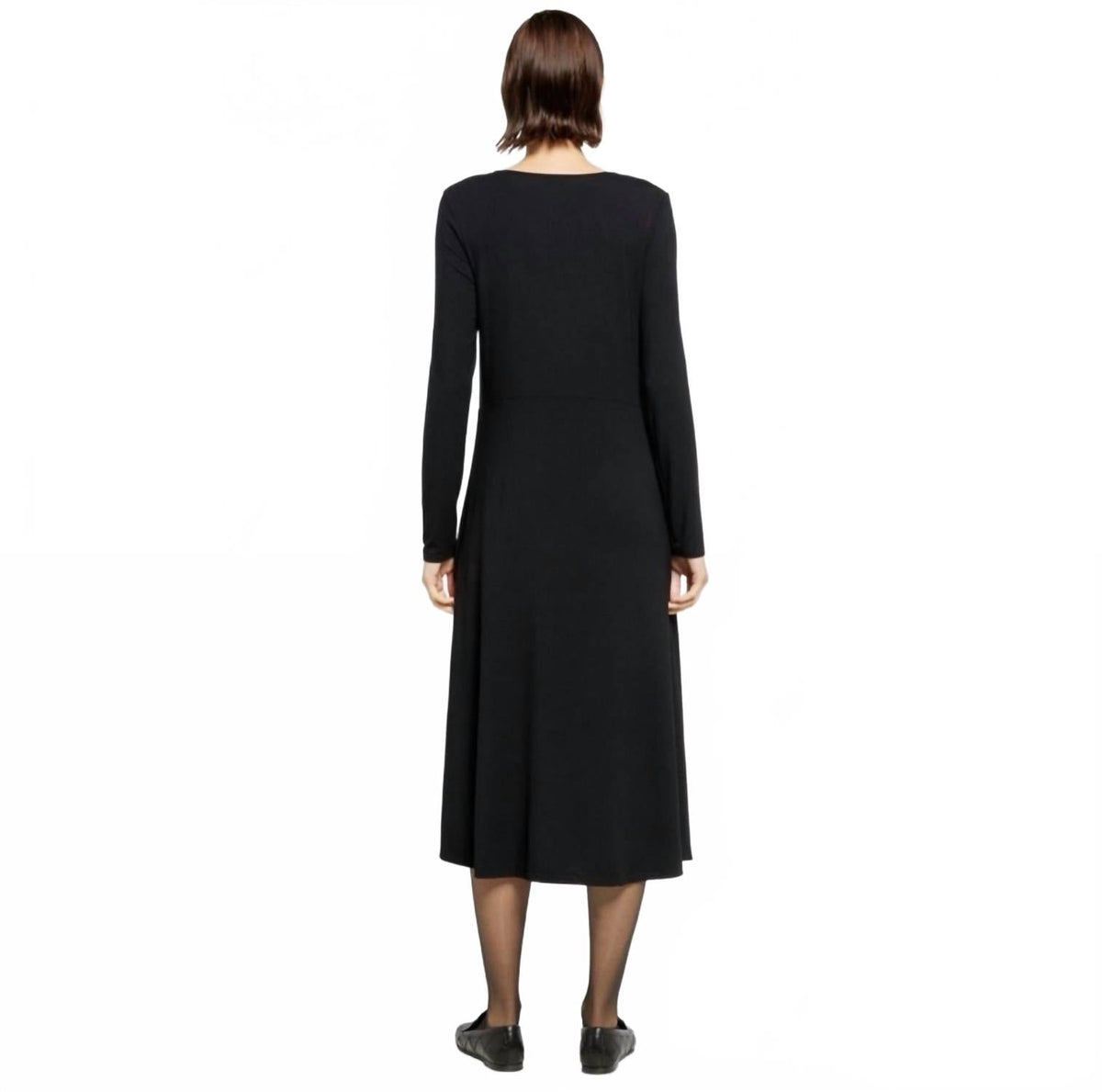 Vestido midi de manga larga color negro