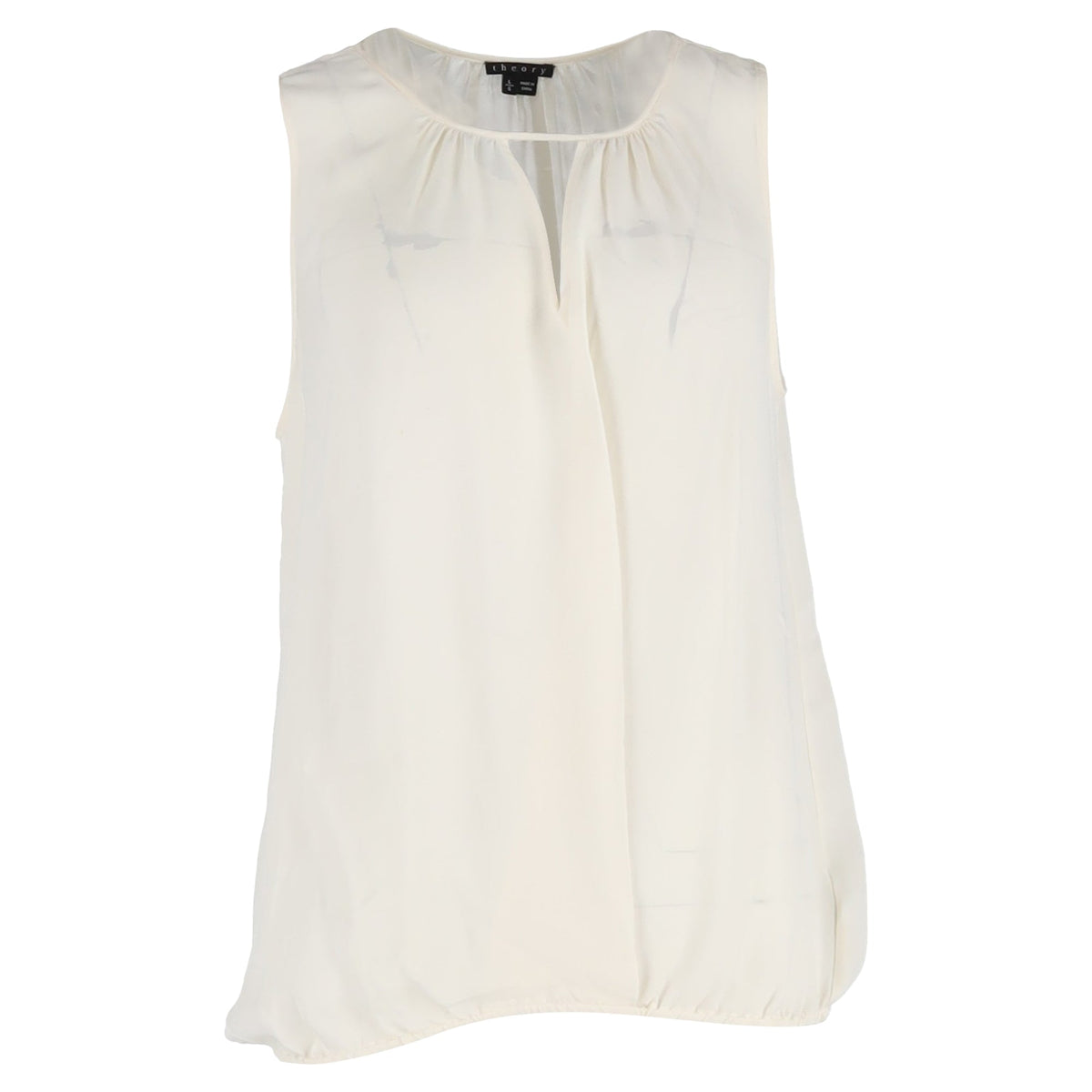 Blusa de seda sin mangas color marfil