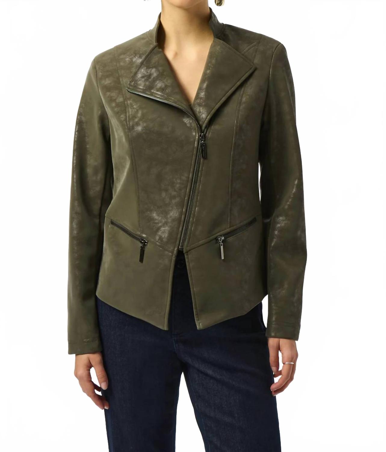 Chaqueta de gamuza sintética de manga larga