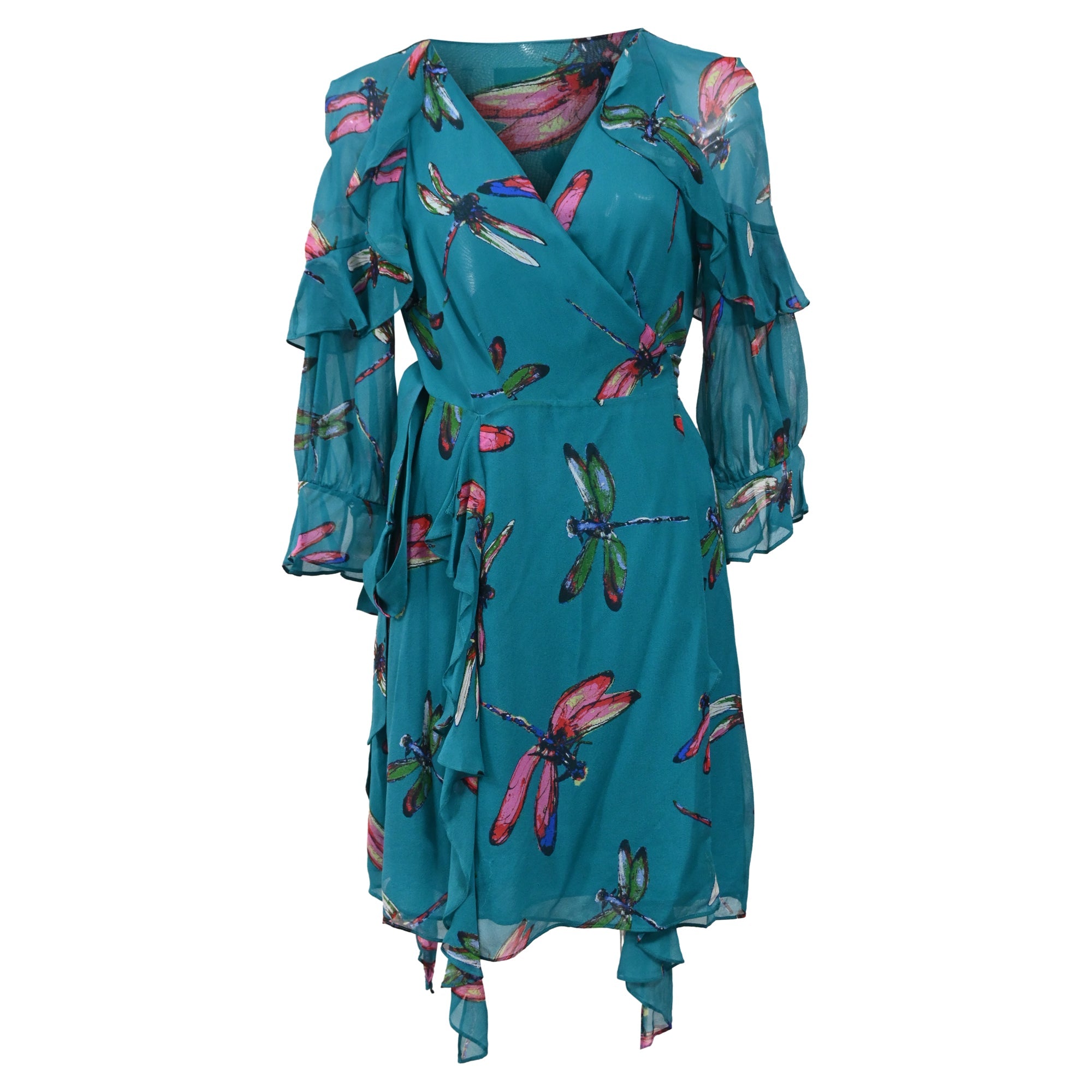 Vestido de seda corto con estampado multicolor
