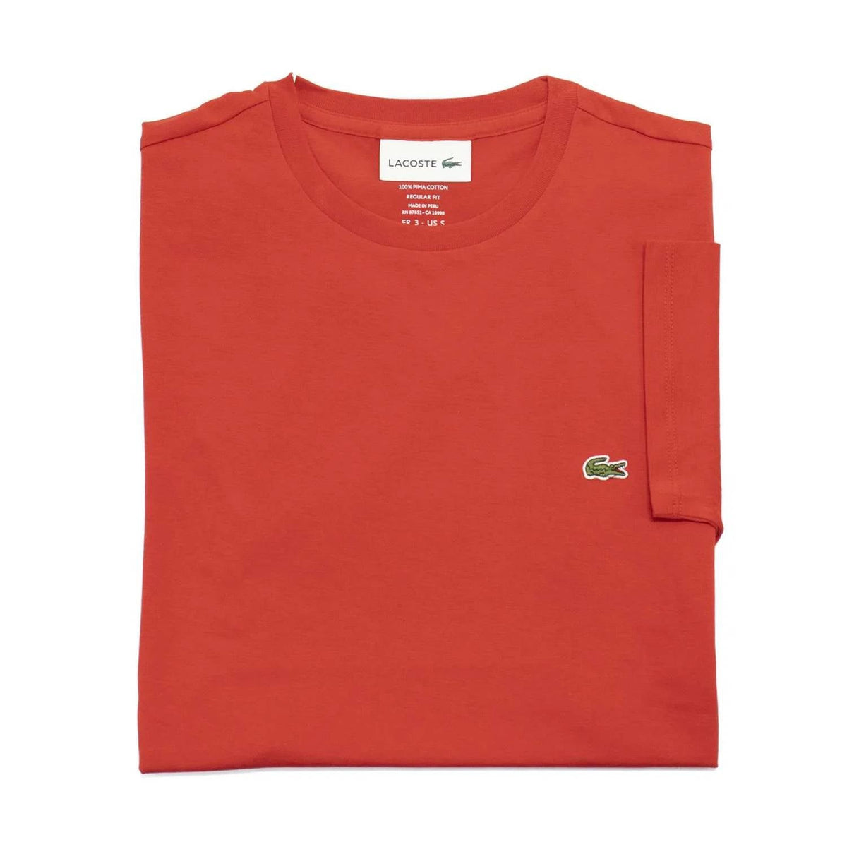Camiseta de hombre de manga corta con cuello redondo color rojo