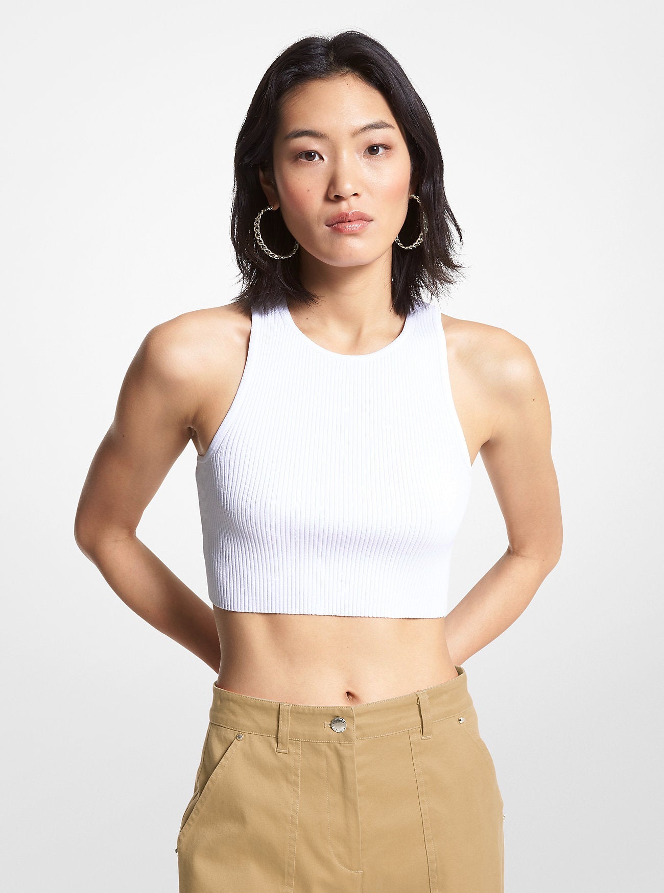Camiseta sin mangas con tejido acanalado