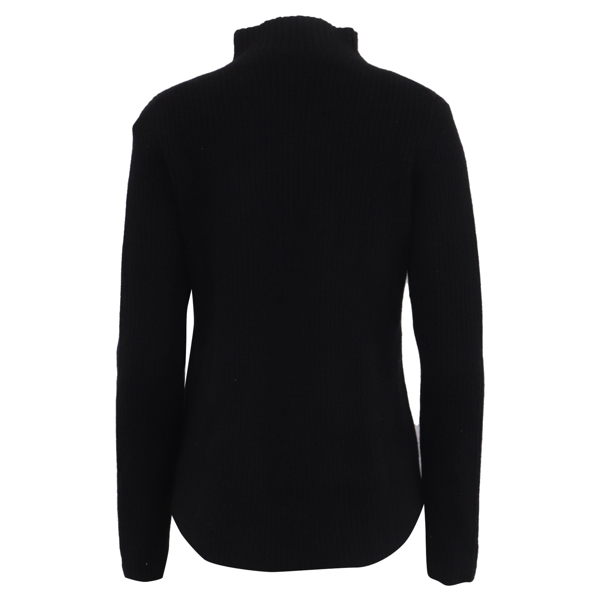 Suéter de cachemira con cuello alto con tejido acanalado color negro