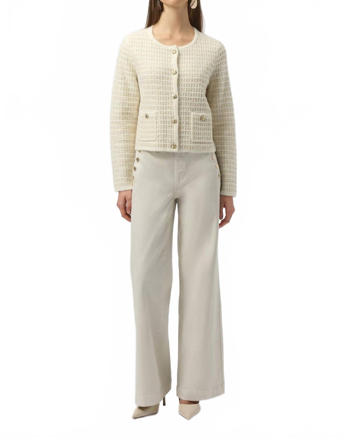 Cárdigan con lentejuelas color blanco y dorado