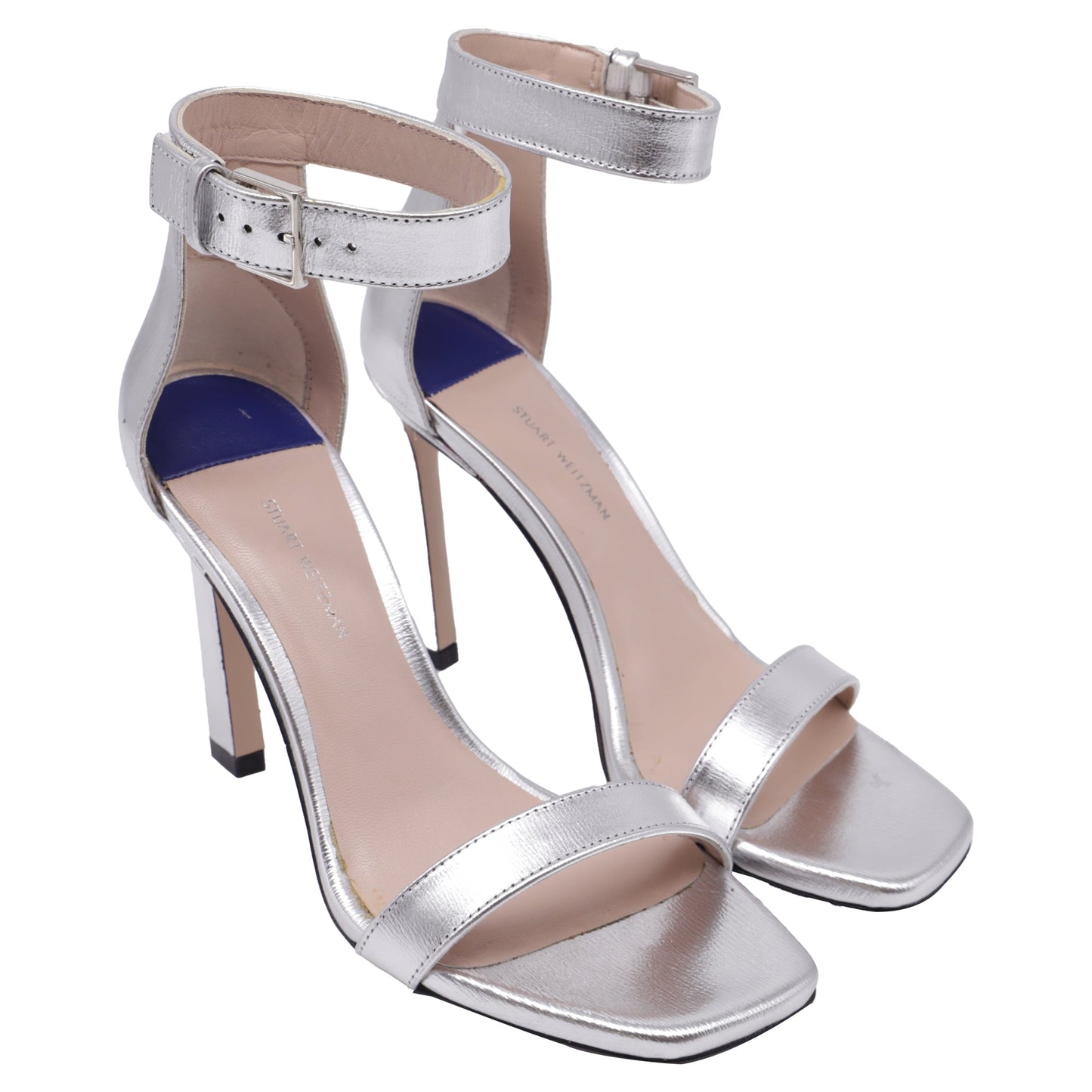 Sandalias de cuero color plateado