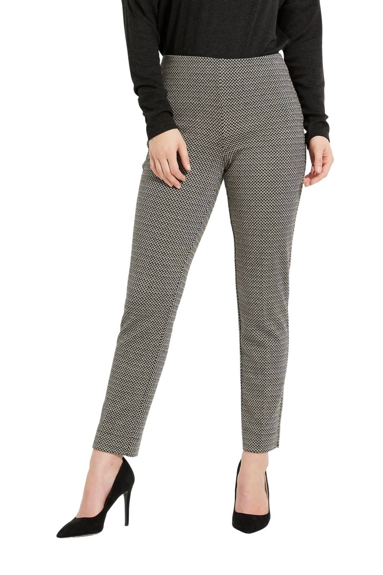 Pantalón de corte recto de tiro alto color negro y beige