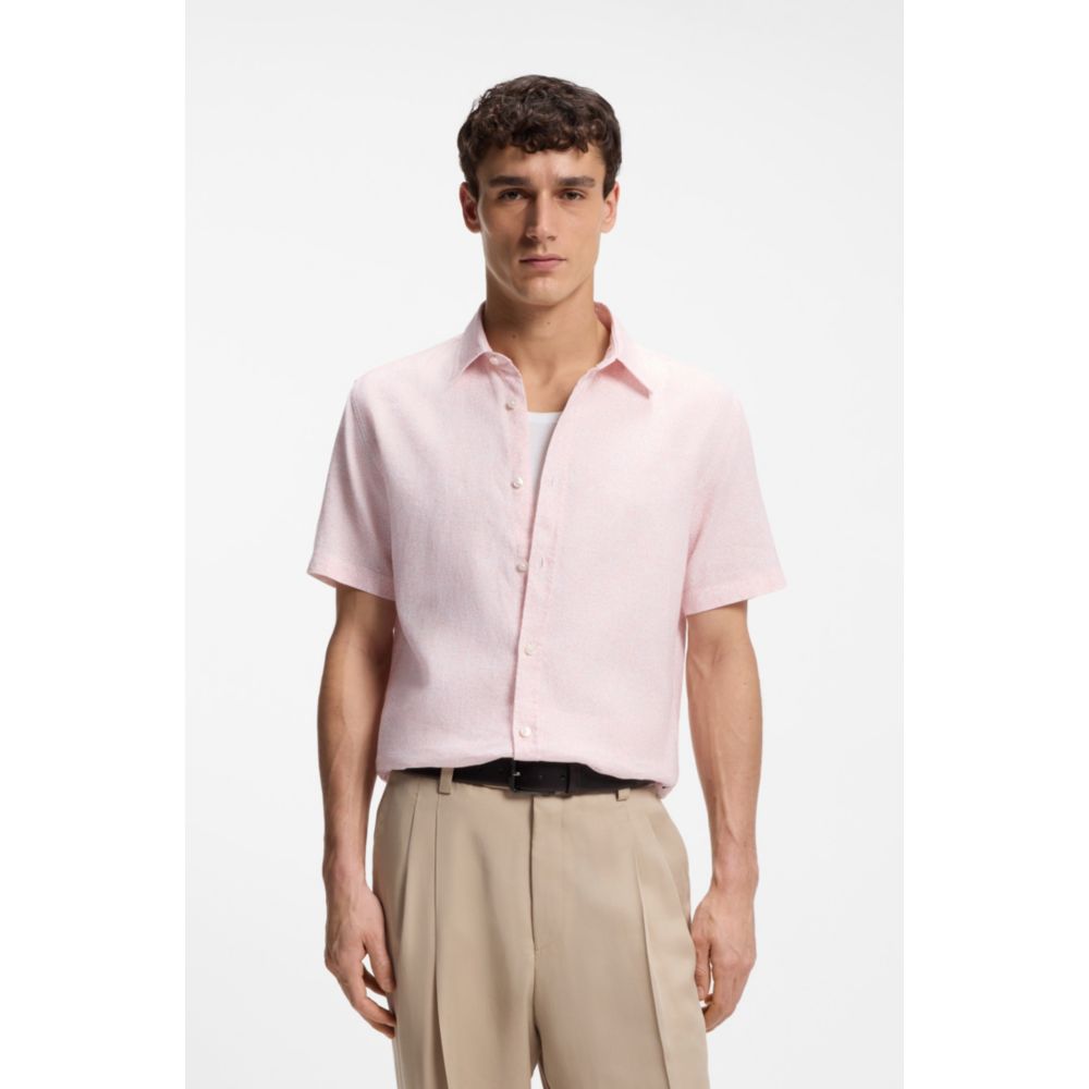 Camisa de lino de corte ajustado con estampado floral
