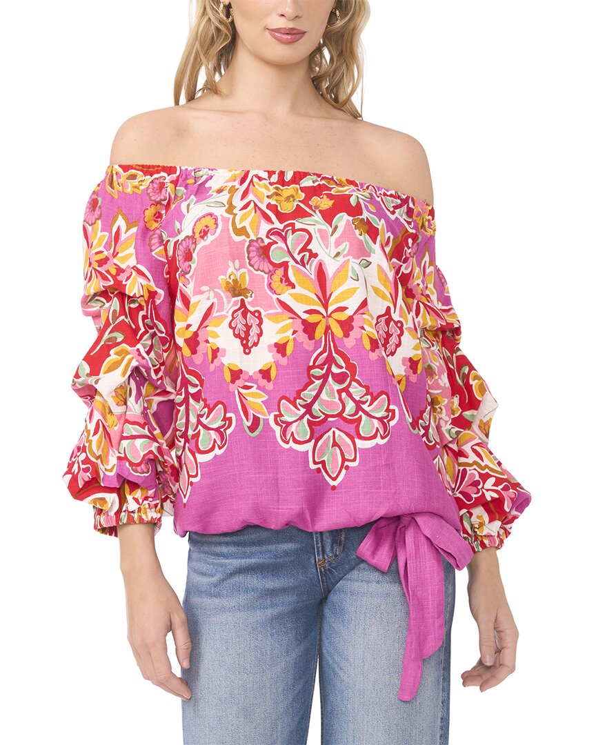 Top de mezcla de lino con hombros descubiertos