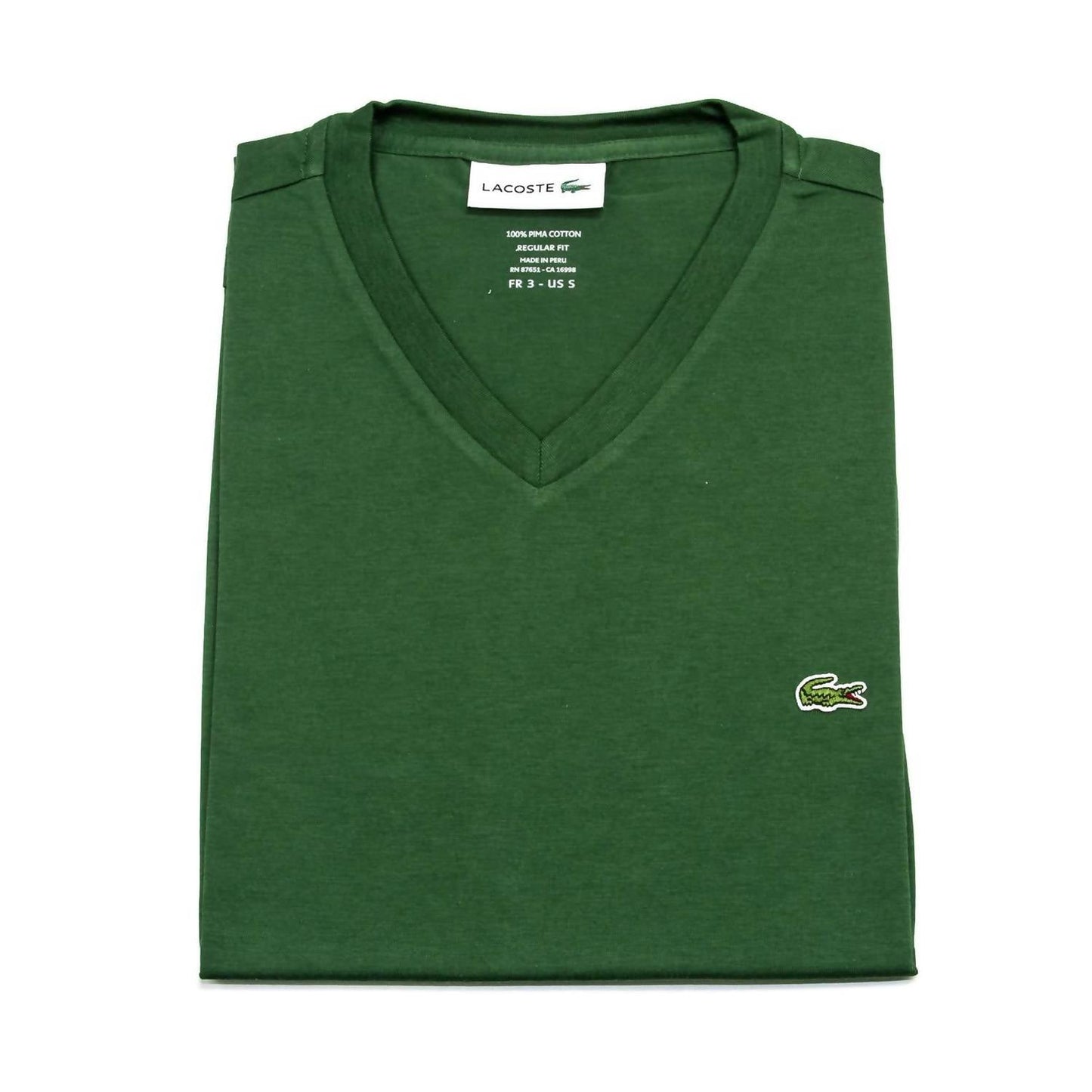 Camiseta de hombre de manga corta con cuello en V color verde