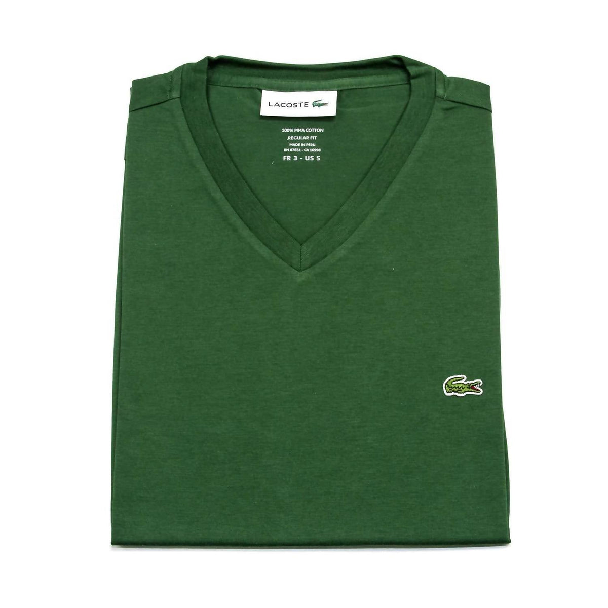 Camiseta de hombre de manga corta con cuello en V color verde