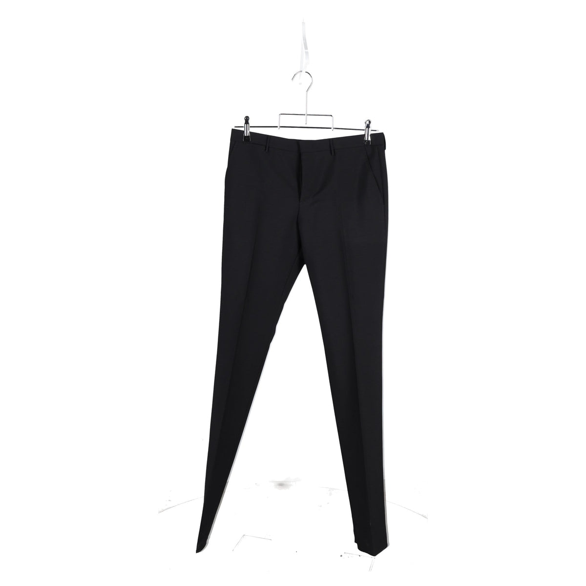 Pantalón de lana de corte recto color negro
