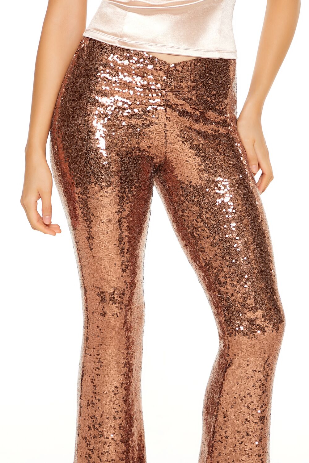 Pantalón de tiro alto con lentejuelas