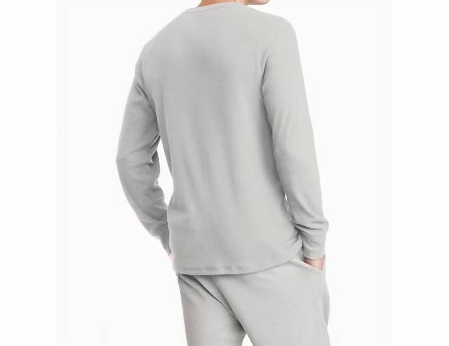 Camiseta con botones de manga larga color gris