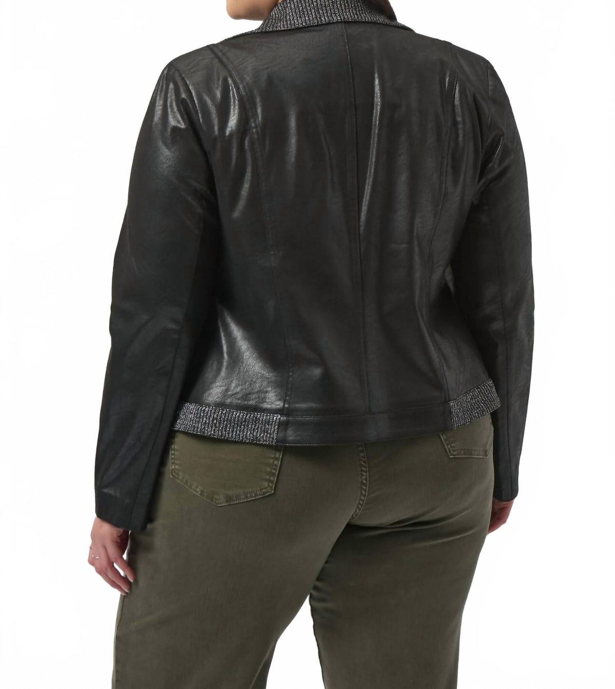 Chaqueta de gamuza sintética color negro