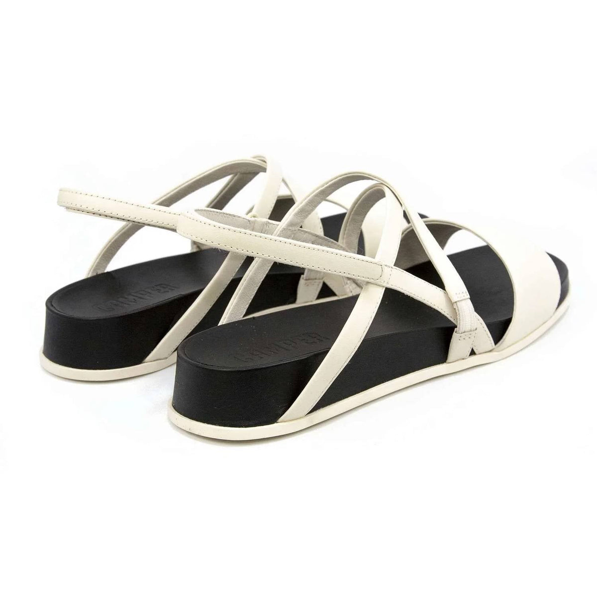 Sandalias de mujer de cuero con plataforma color beige