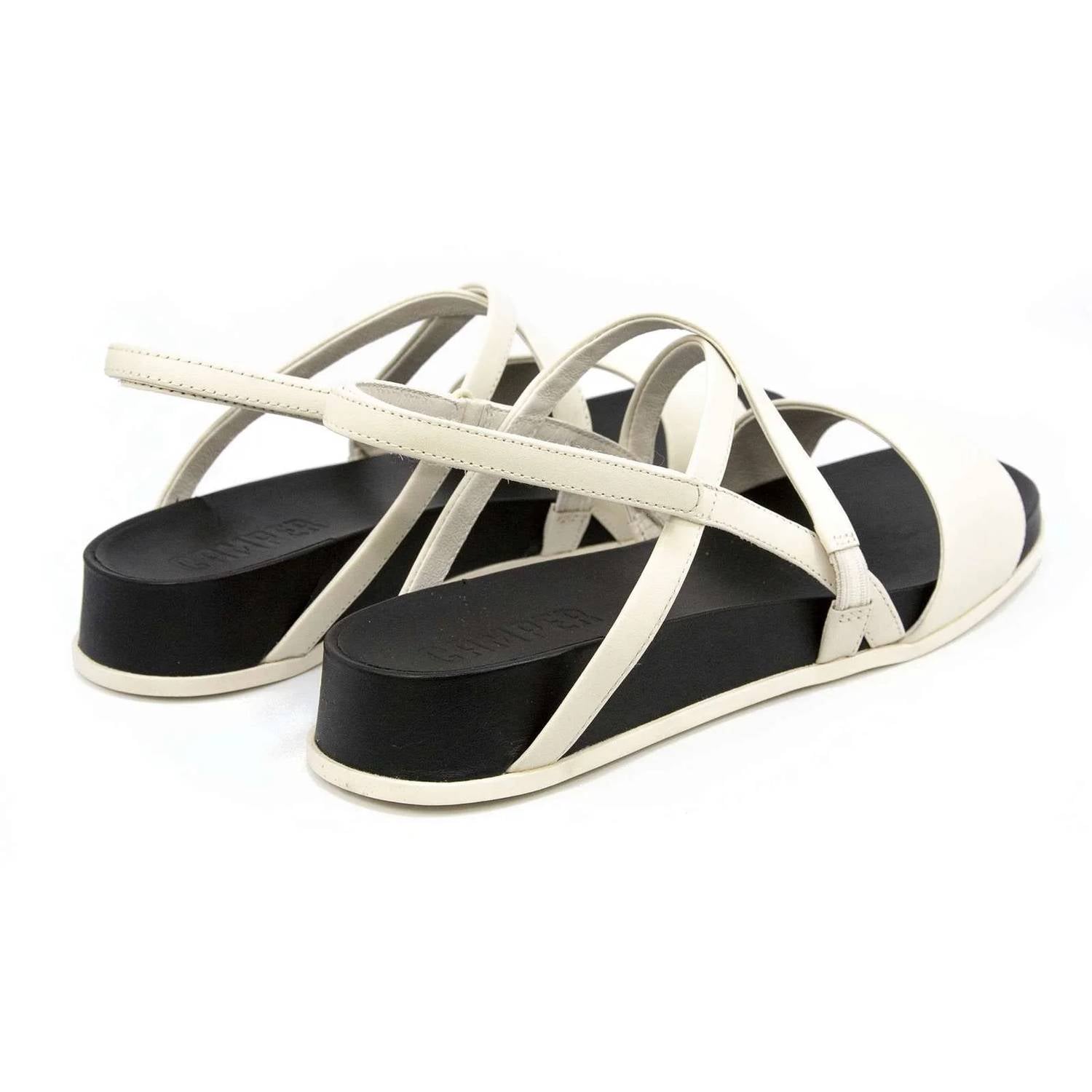 Sandalias de mujer de cuero con plataforma color beige