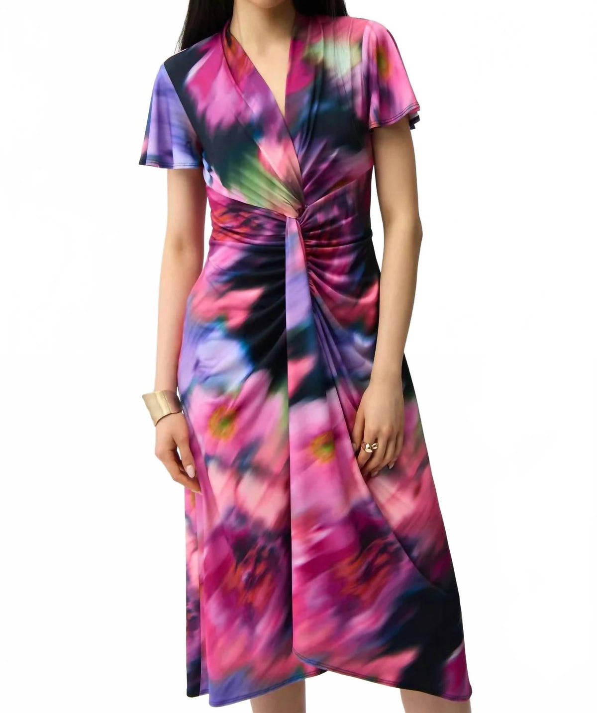 Vestido midi con estampado floral color azul