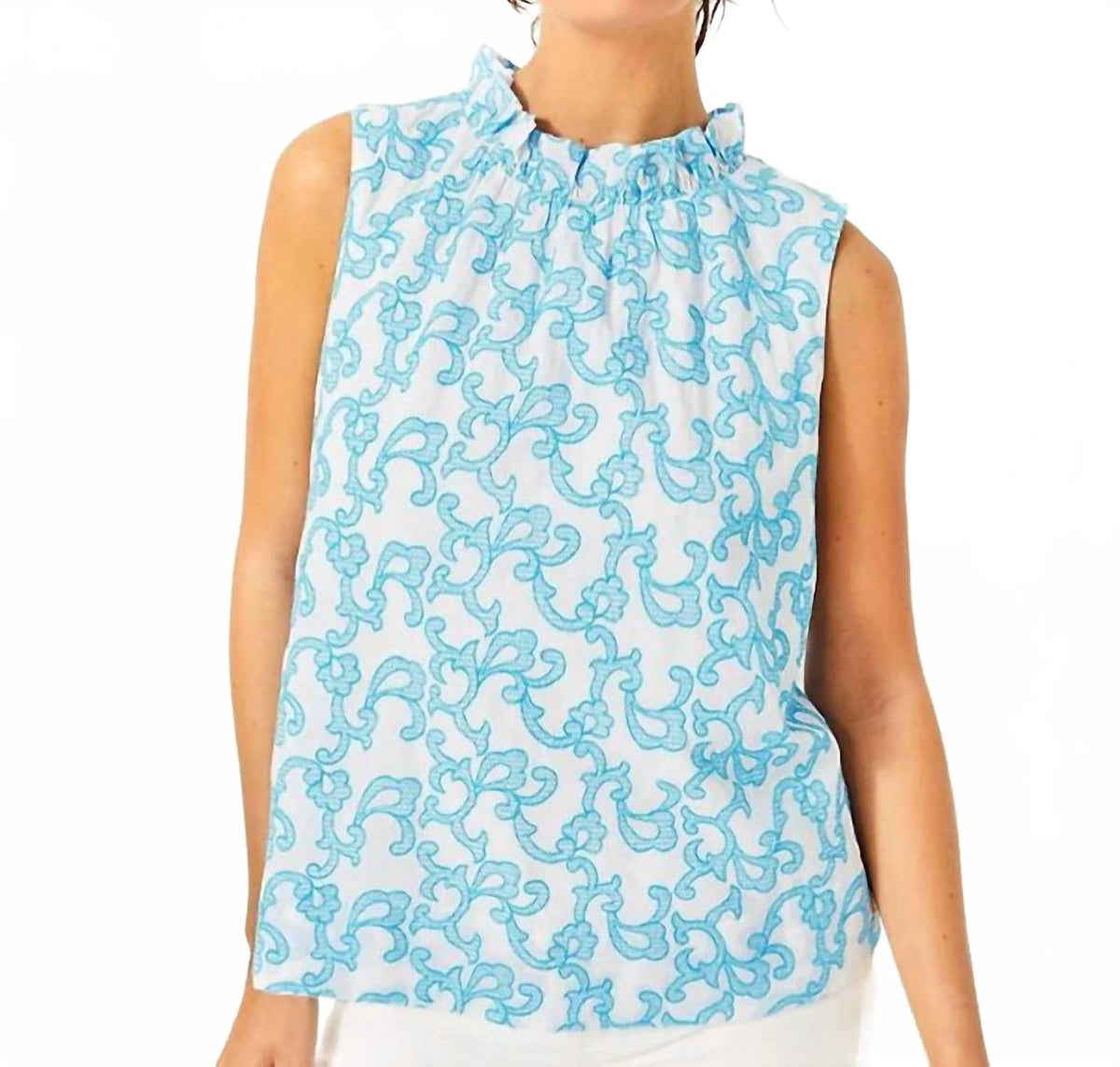 Top con bordado color azul