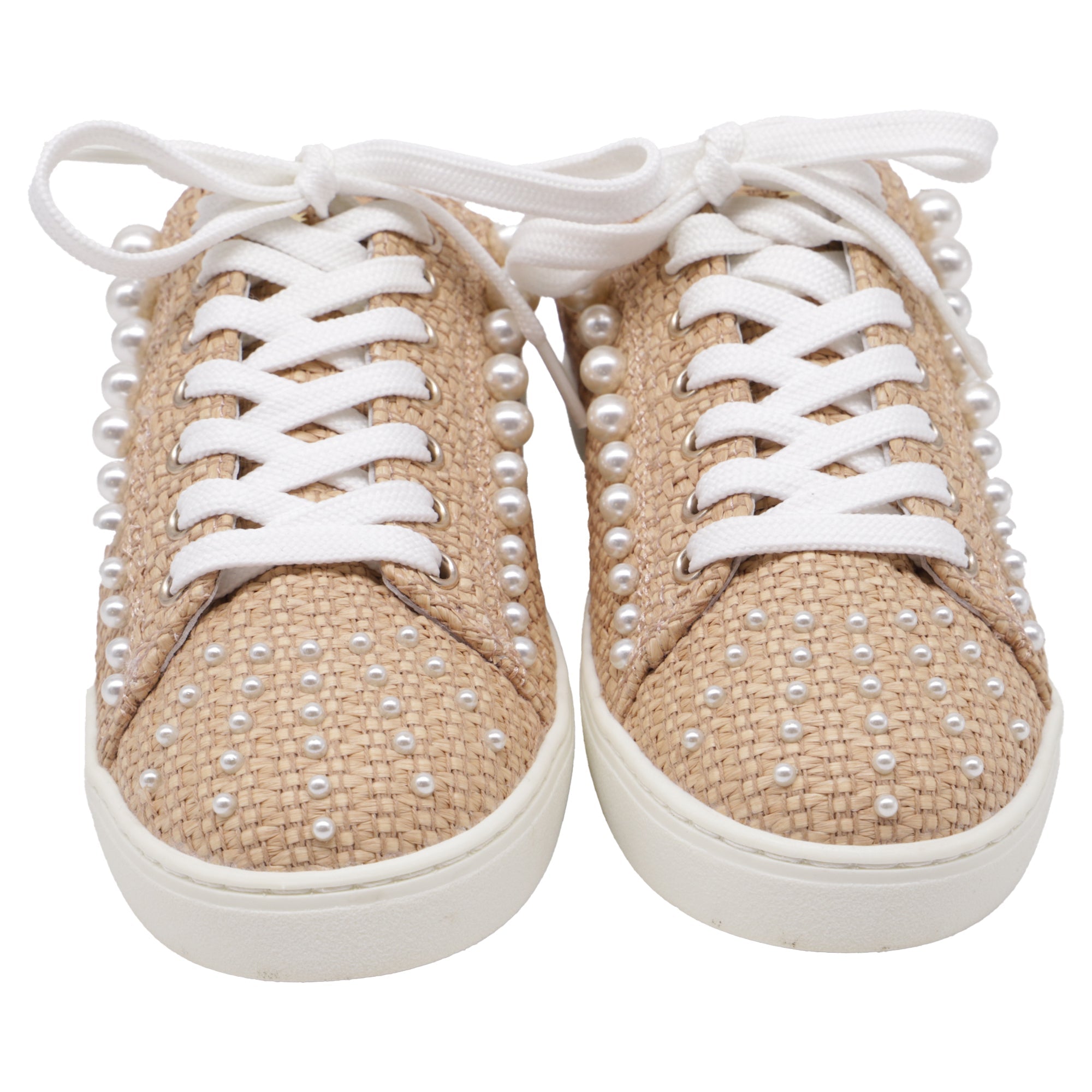 Stuart Weitzman Goldie Mules en Rafia Beige