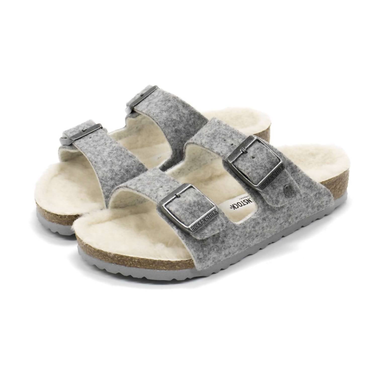 Sandalias para niña de lana color gris claro