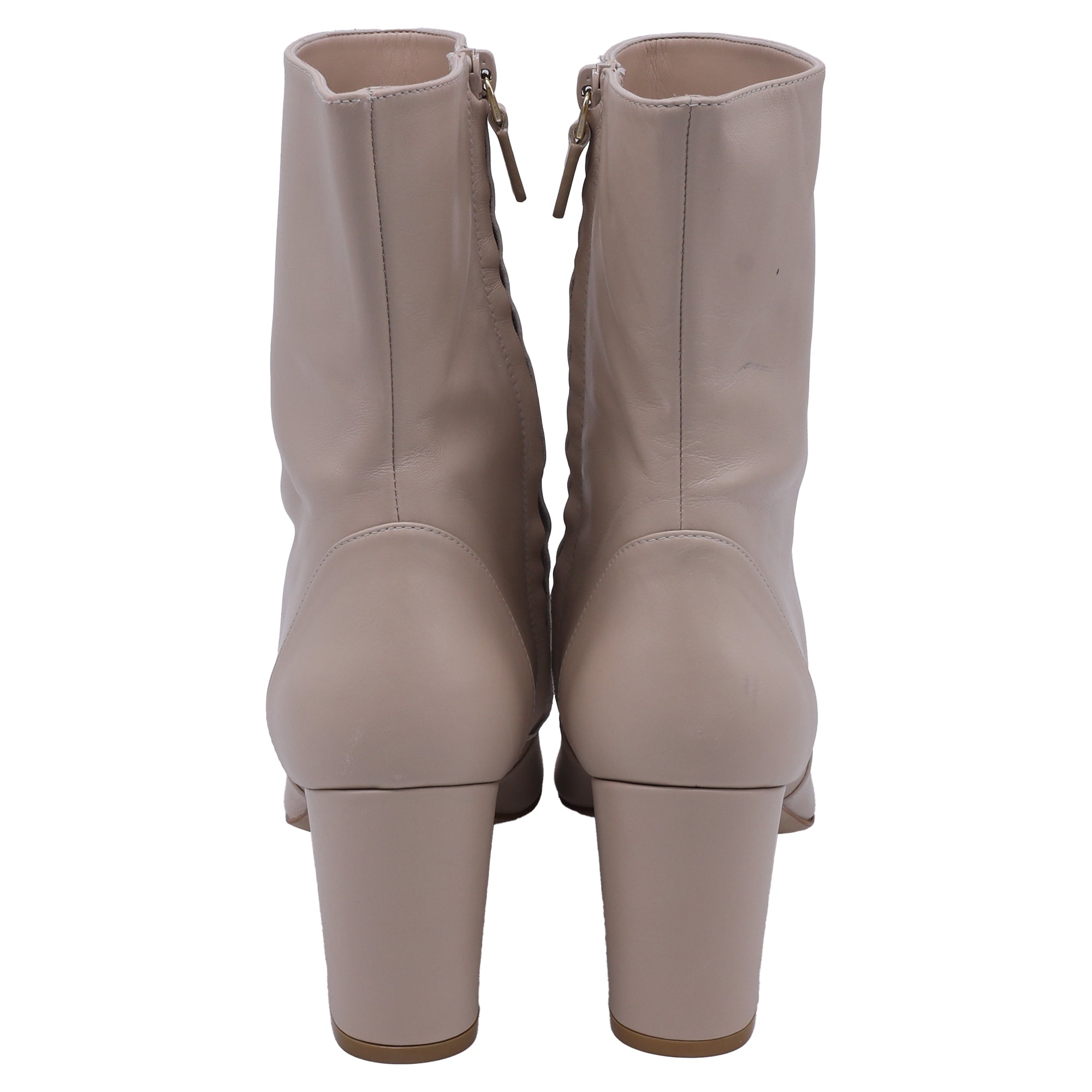 Botines de cuero color beige