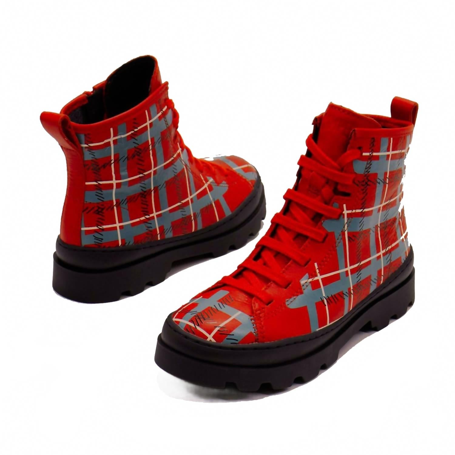 Botas para niña de cuero color rojo