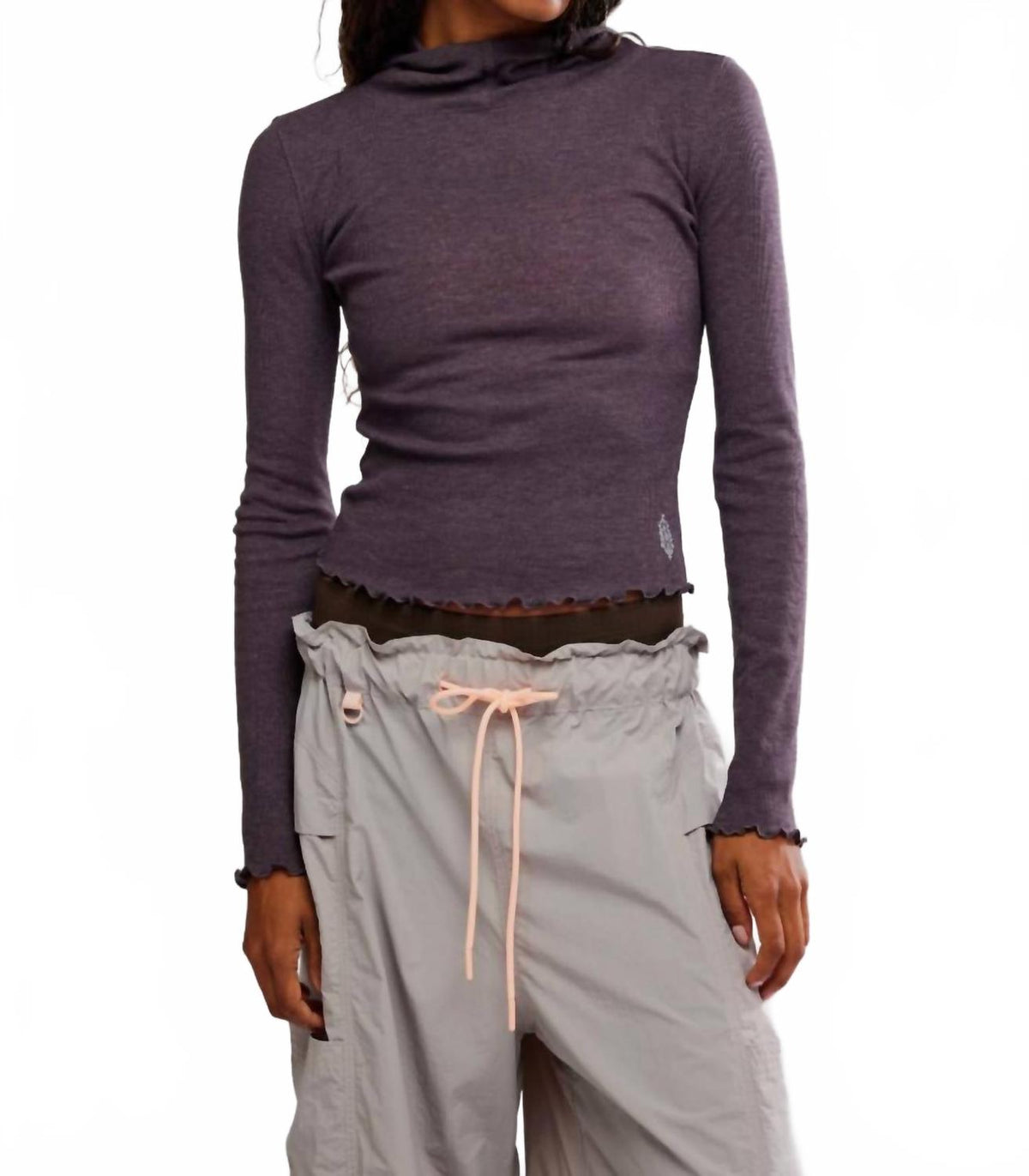 Top con tejido acanalado color gris