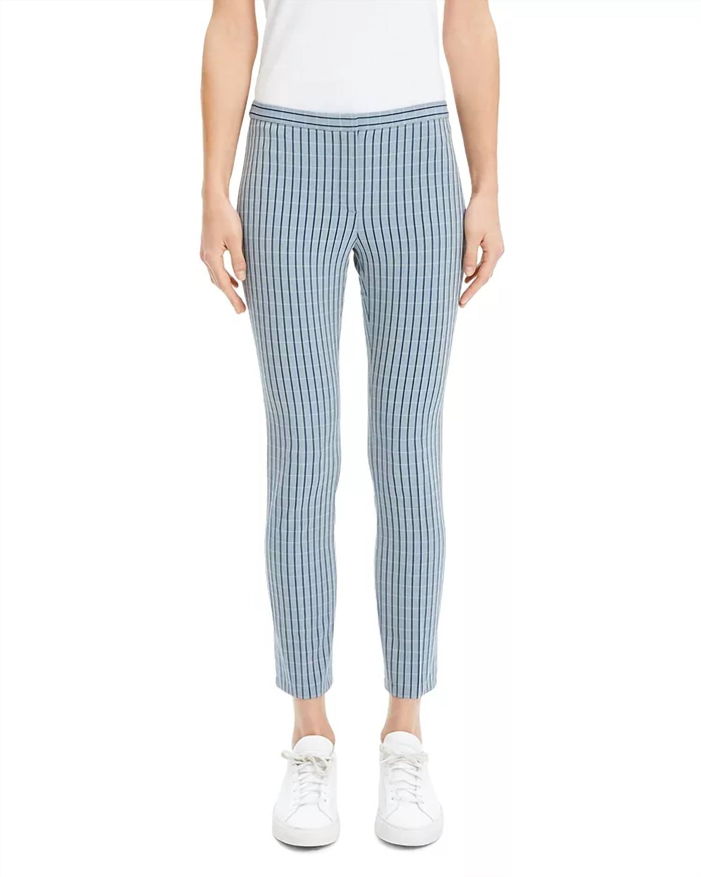Pantalón de corte ajustado a rayas color azul marino