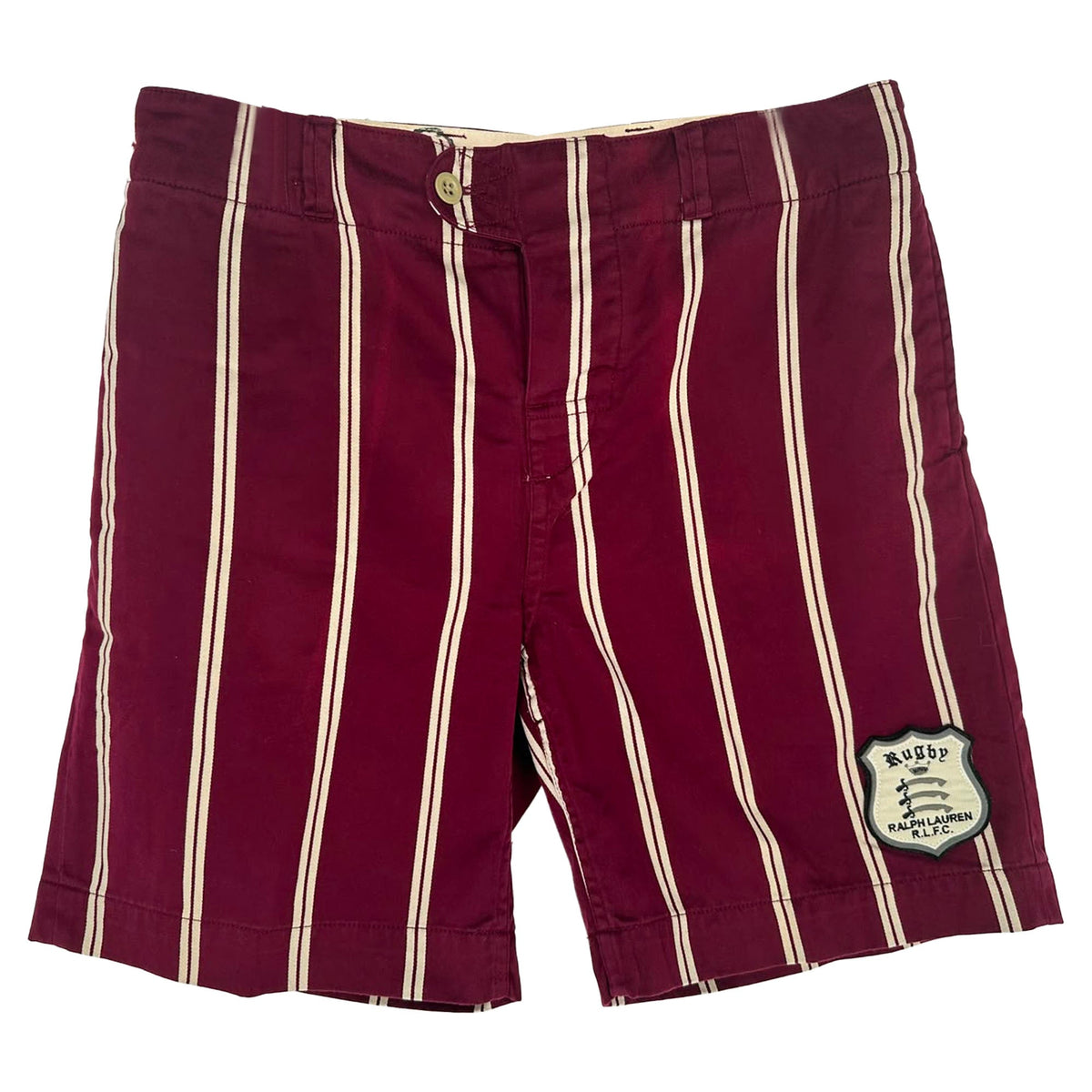 Short de algodón a rayas color vinotinto