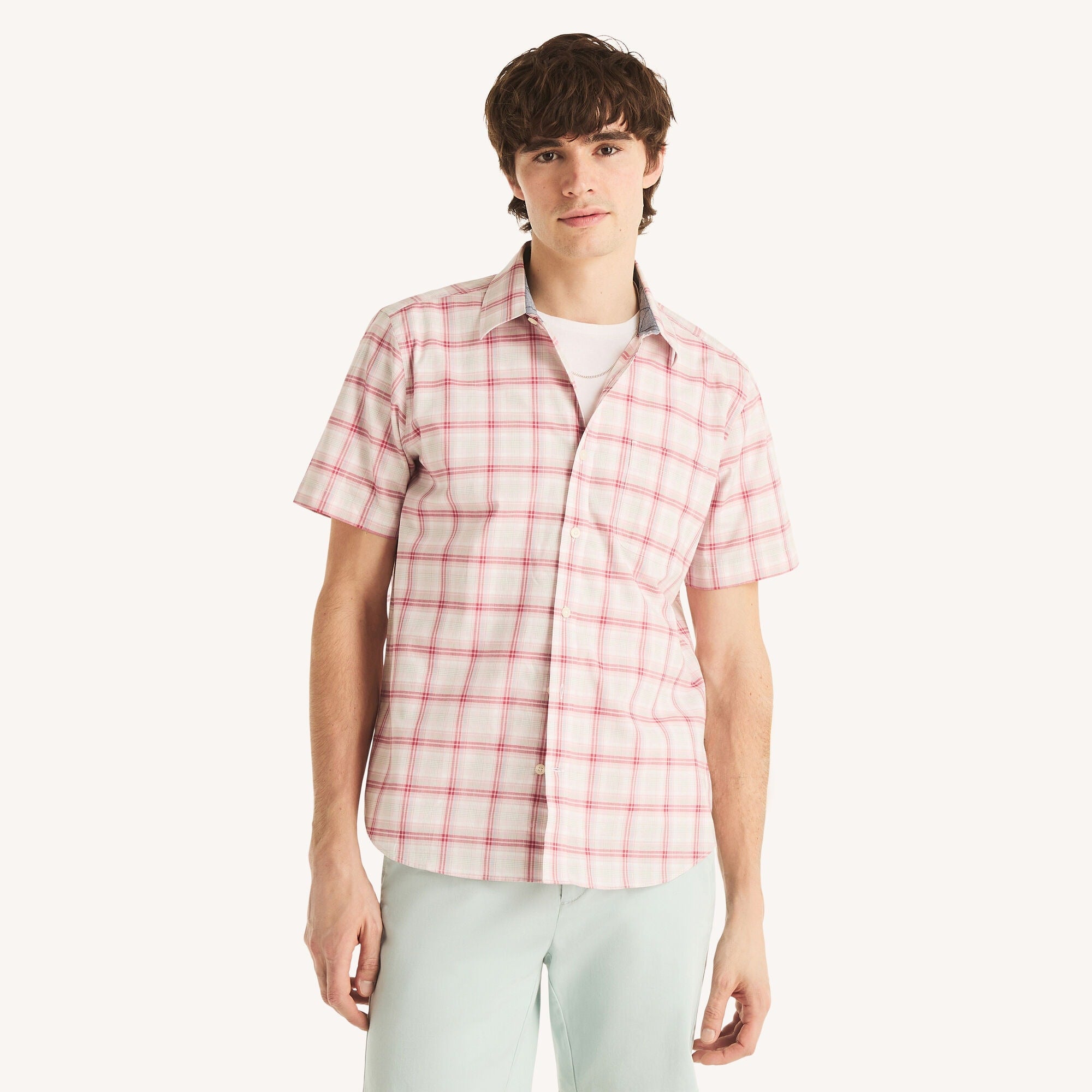 Camisa de hombre de manga corta a cuadros