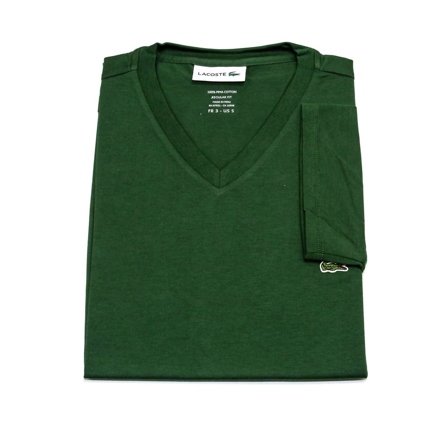Camiseta de hombre de manga corta con cuello en V color verde