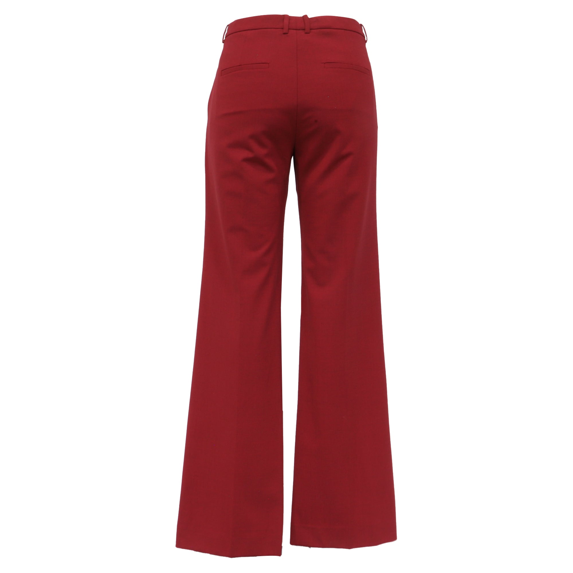 Pantalón de lana de corte recto color rojo