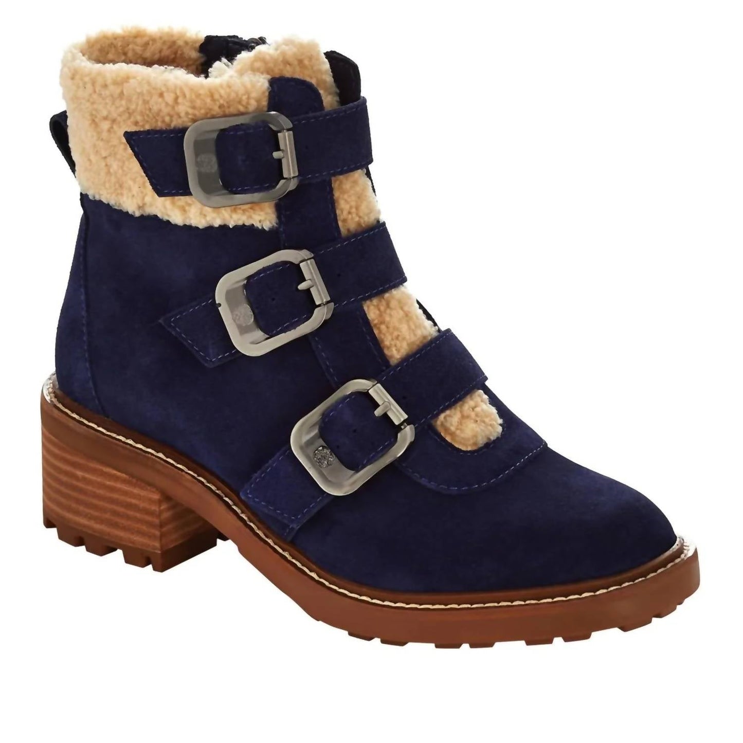 Botas de mujer de cuero color azul marino