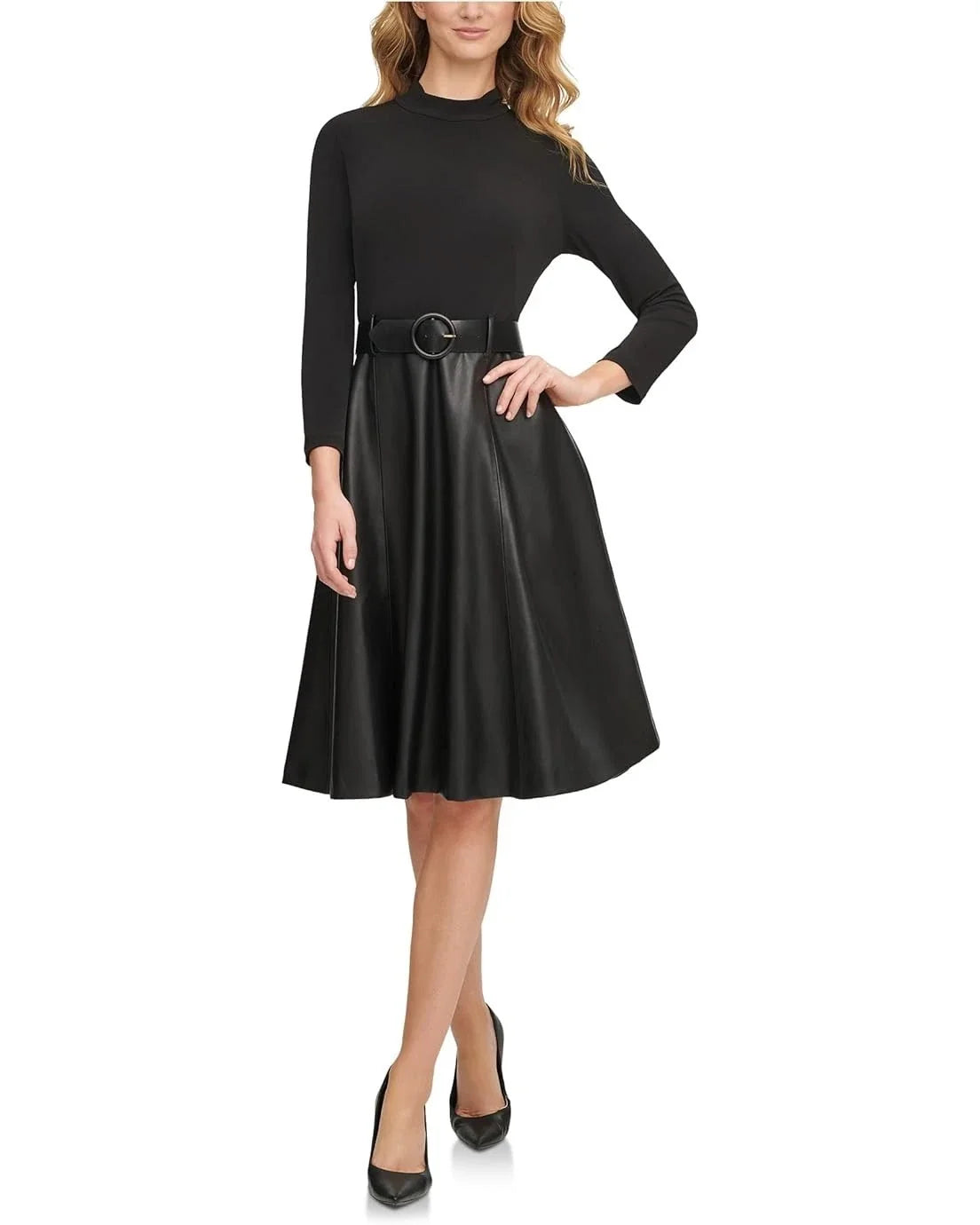 Vestido de cuero color negro