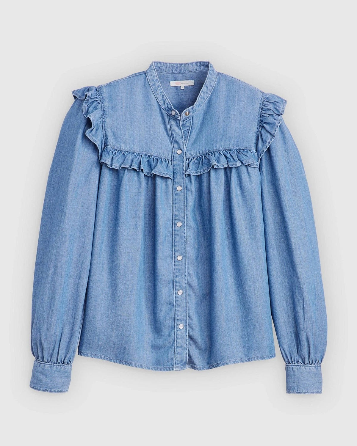 Blusa de mujer de manga larga con boleros color azul