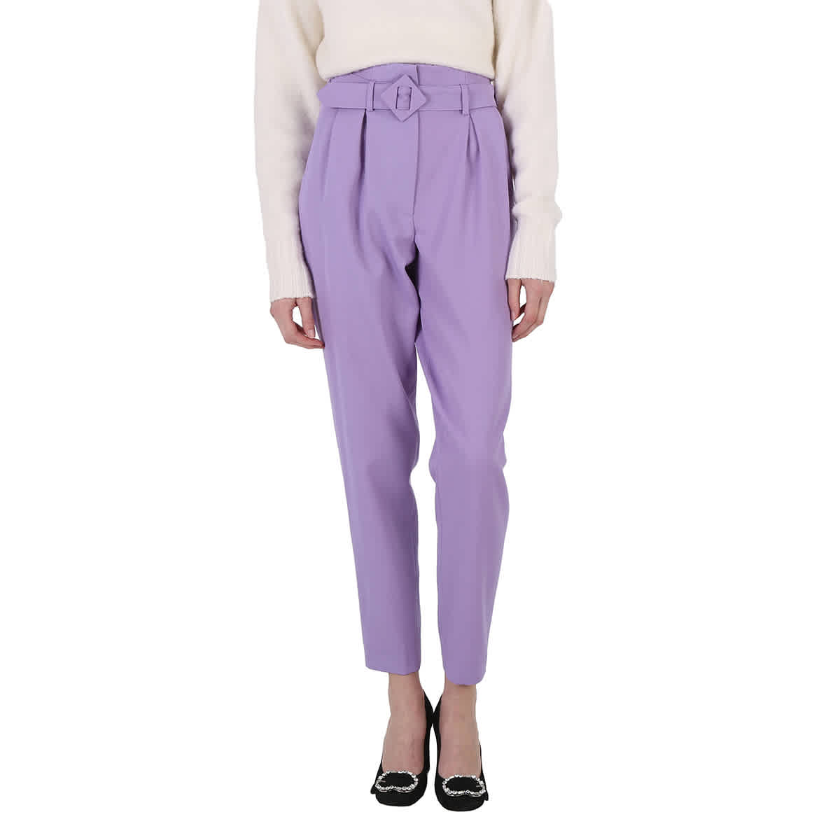 Pantalón de mujer de corte recto color violeta