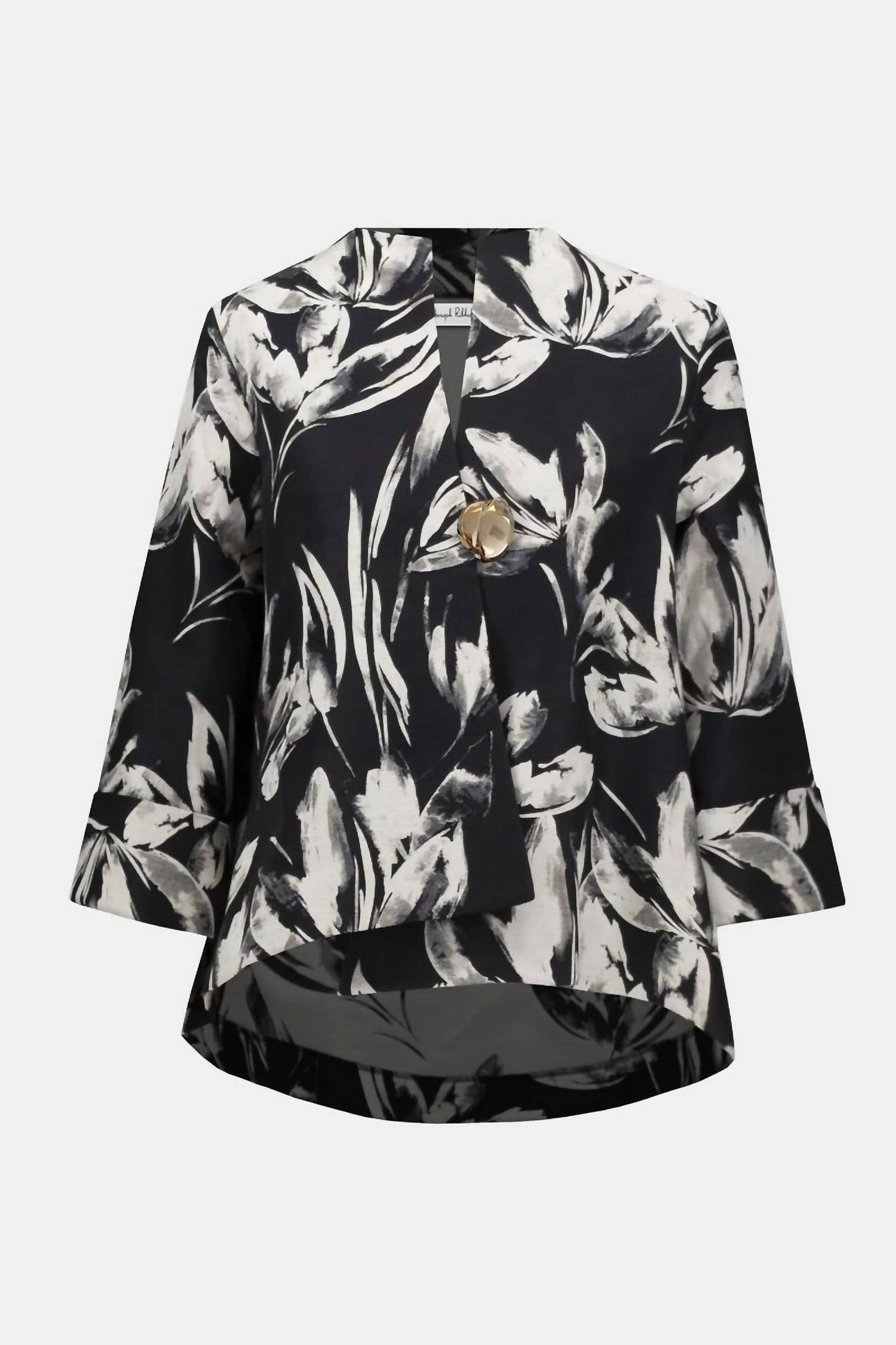 Chaqueta con estampado floral color negro y blanco