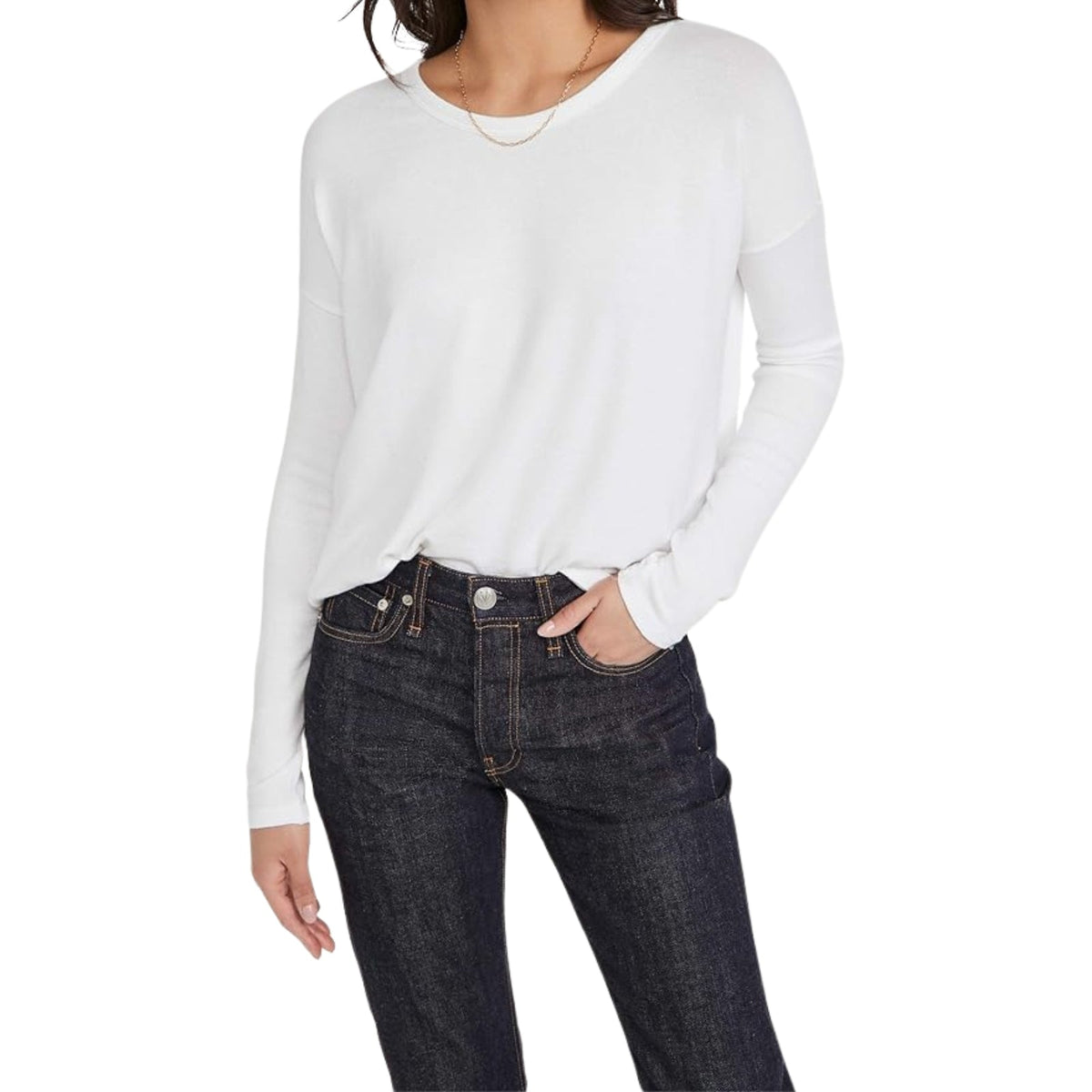Top de mujer de manga larga color blanco