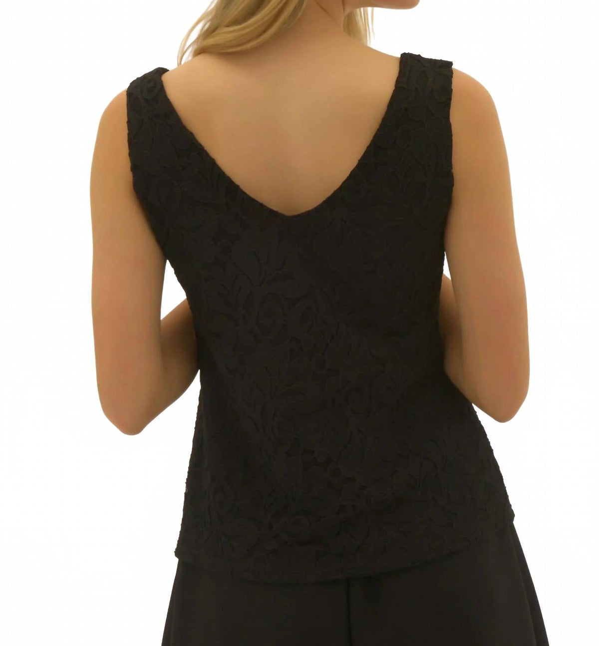 Camiseta sin mangas con cuello en V color negro