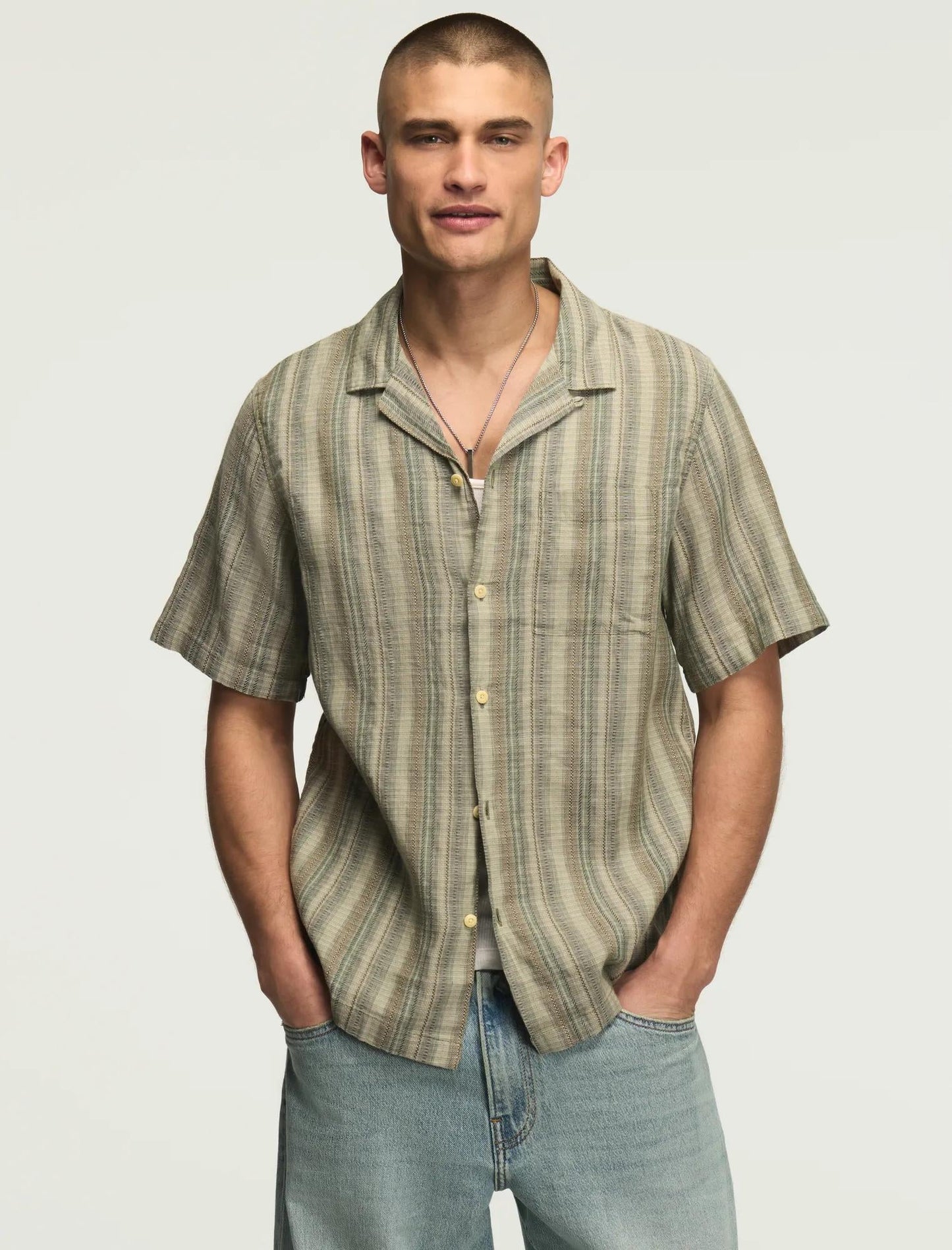 Camisa de hombre de lino de manga corta