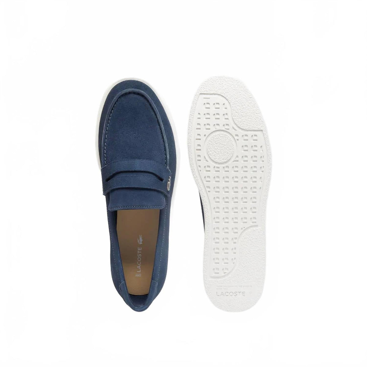 Mocasines de hombre de gamuza color azul marino y blanco