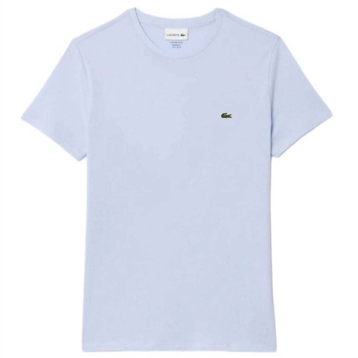 Camiseta de algodón con cuello redondo color azul claro