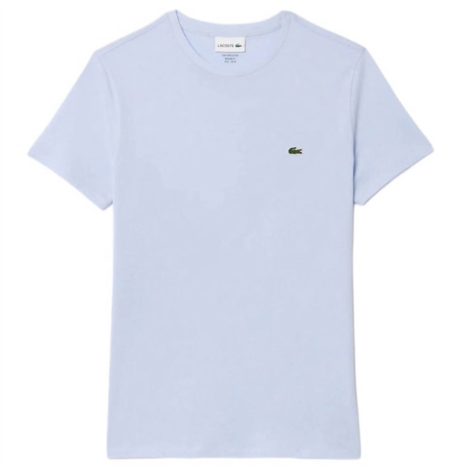 Camiseta de algodón con cuello redondo color azul claro