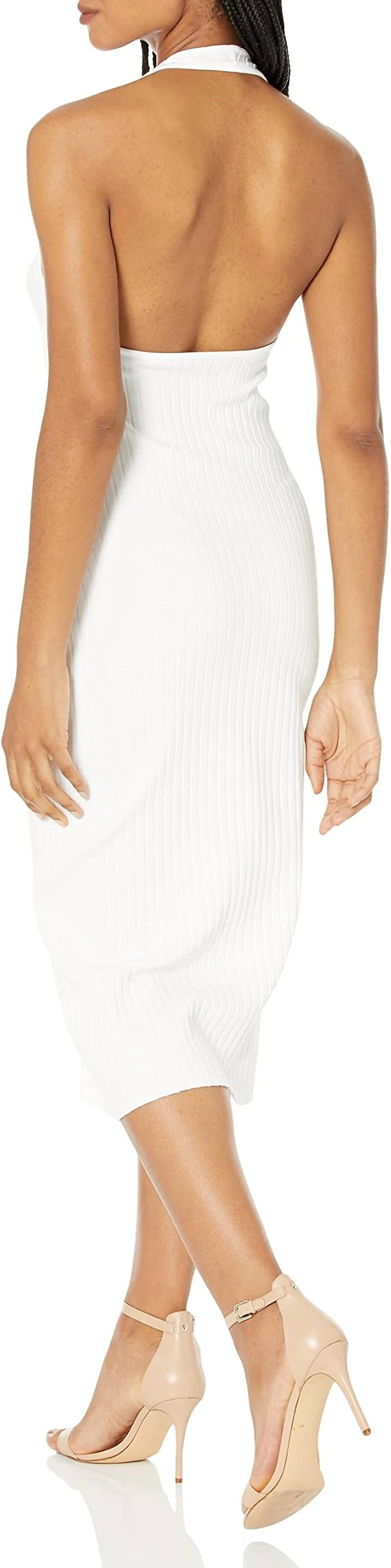 Vestido midi con tejido acanalado color blanco