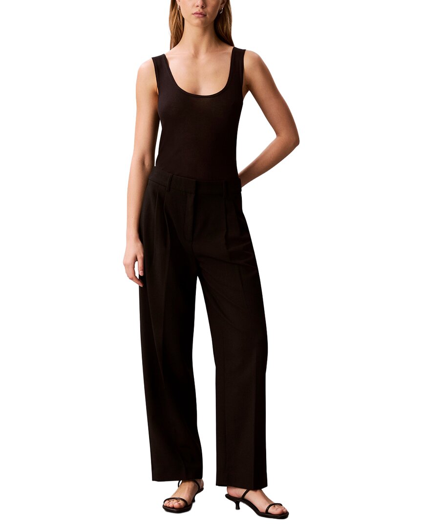 Calvin Klein Pantalón Plisado Pierna Ancha Elástico Suave