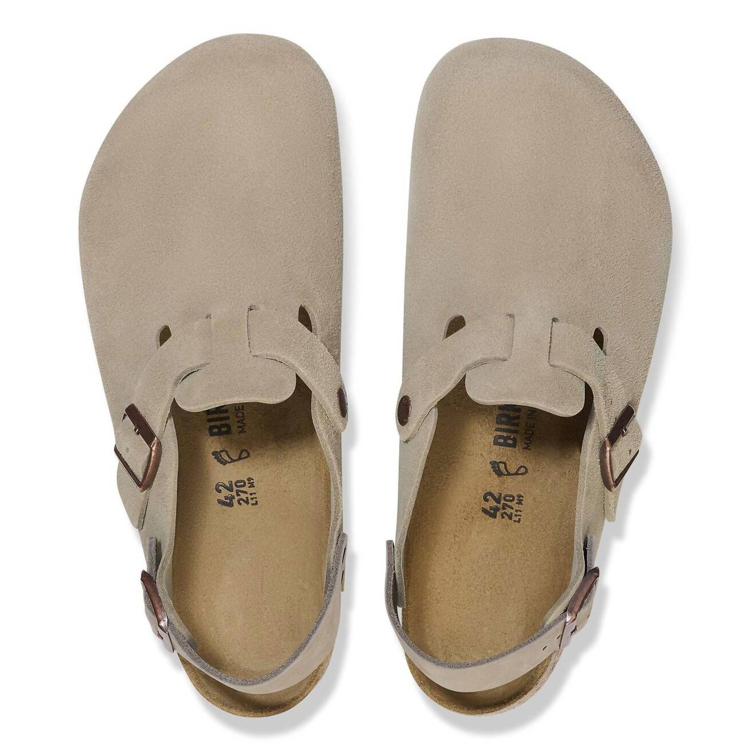 Zuecos de mujer de gamuza color taupe