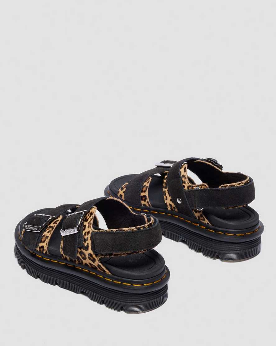 Sandalias de cuero con estampado animal
