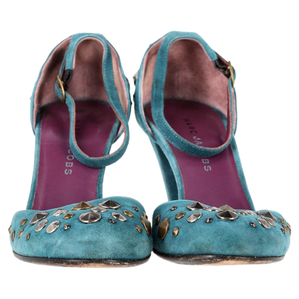 Tacones de gamuza color turquesa
